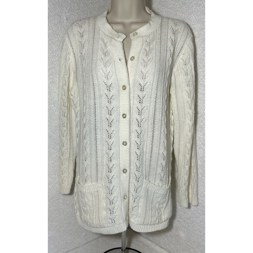 VtgAmana Woolen Mills Women’s Sz S Cardigan Knit Sweater Long Sleeve Cottagecore